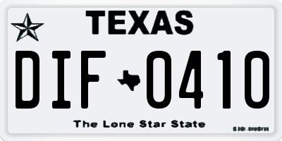 TX license plate DIF0410