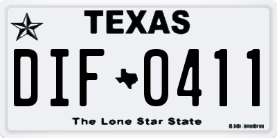 TX license plate DIF0411
