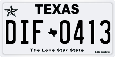 TX license plate DIF0413