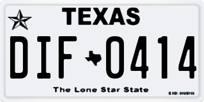 TX license plate DIF0414