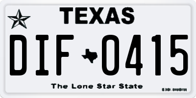 TX license plate DIF0415