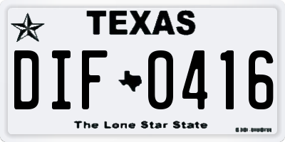 TX license plate DIF0416