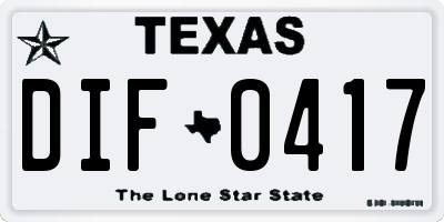 TX license plate DIF0417