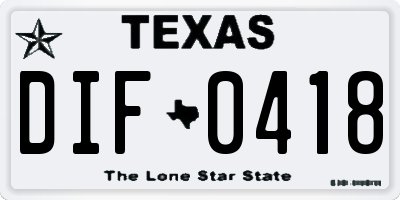 TX license plate DIF0418