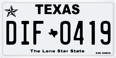 TX license plate DIF0419
