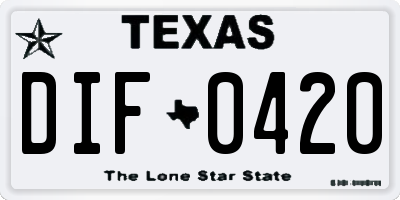 TX license plate DIF0420
