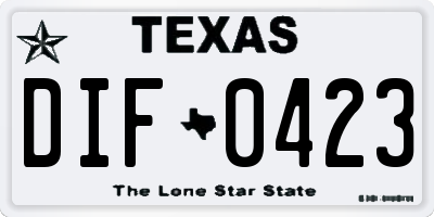 TX license plate DIF0423