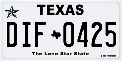 TX license plate DIF0425
