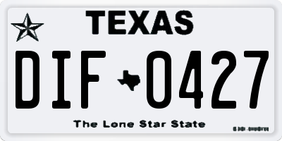 TX license plate DIF0427