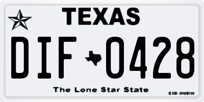 TX license plate DIF0428