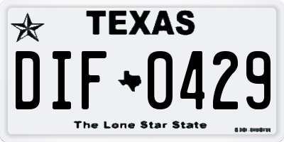 TX license plate DIF0429