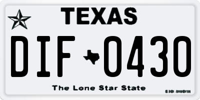 TX license plate DIF0430