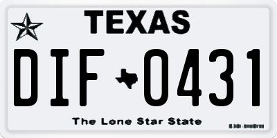 TX license plate DIF0431