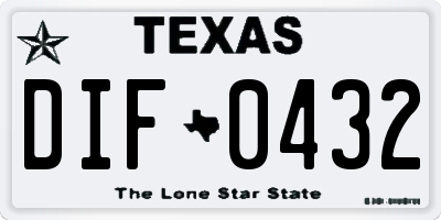 TX license plate DIF0432