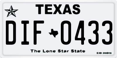 TX license plate DIF0433
