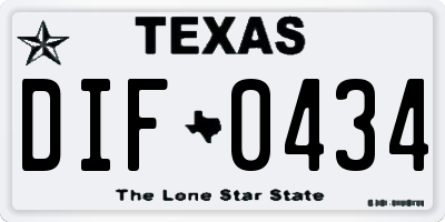 TX license plate DIF0434