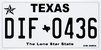 TX license plate DIF0436