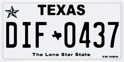 TX license plate DIF0437