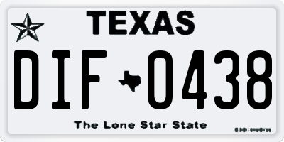 TX license plate DIF0438