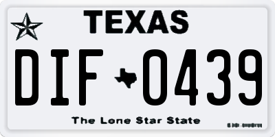 TX license plate DIF0439