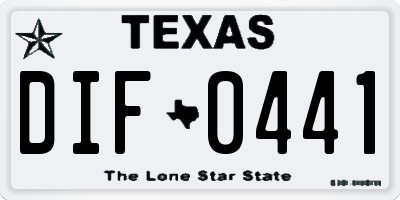 TX license plate DIF0441