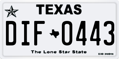 TX license plate DIF0443