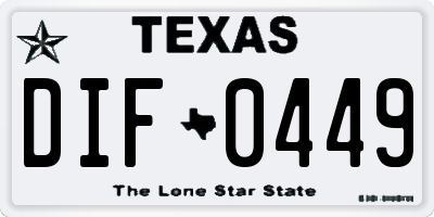 TX license plate DIF0449