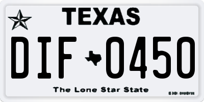 TX license plate DIF0450