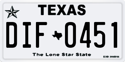 TX license plate DIF0451