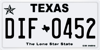 TX license plate DIF0452