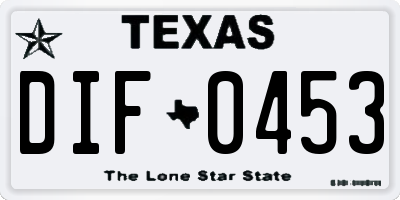 TX license plate DIF0453