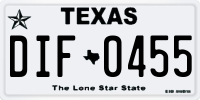 TX license plate DIF0455