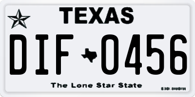 TX license plate DIF0456