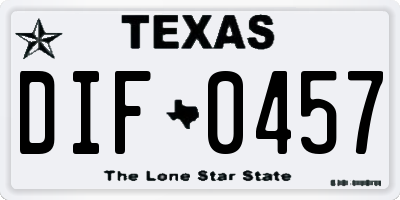 TX license plate DIF0457
