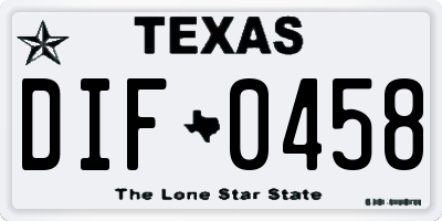 TX license plate DIF0458