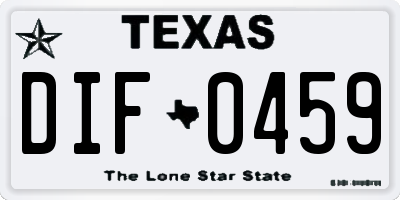 TX license plate DIF0459