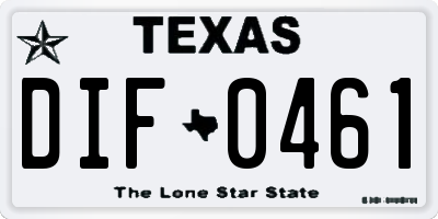 TX license plate DIF0461