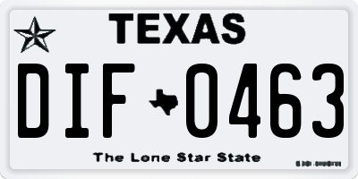 TX license plate DIF0463