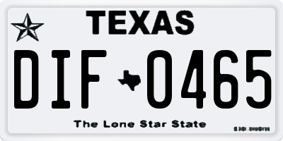 TX license plate DIF0465
