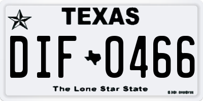 TX license plate DIF0466