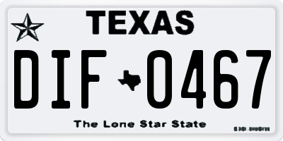 TX license plate DIF0467