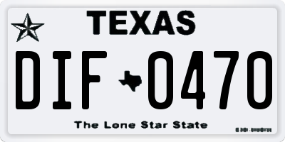 TX license plate DIF0470