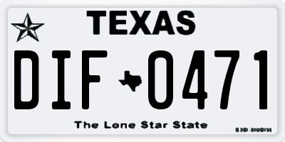 TX license plate DIF0471