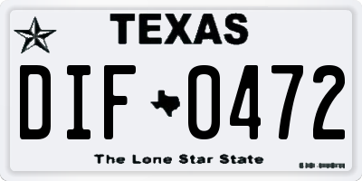 TX license plate DIF0472