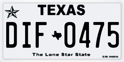 TX license plate DIF0475