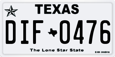 TX license plate DIF0476
