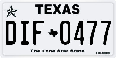 TX license plate DIF0477
