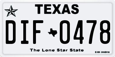 TX license plate DIF0478