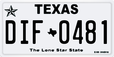 TX license plate DIF0481
