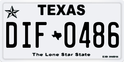 TX license plate DIF0486